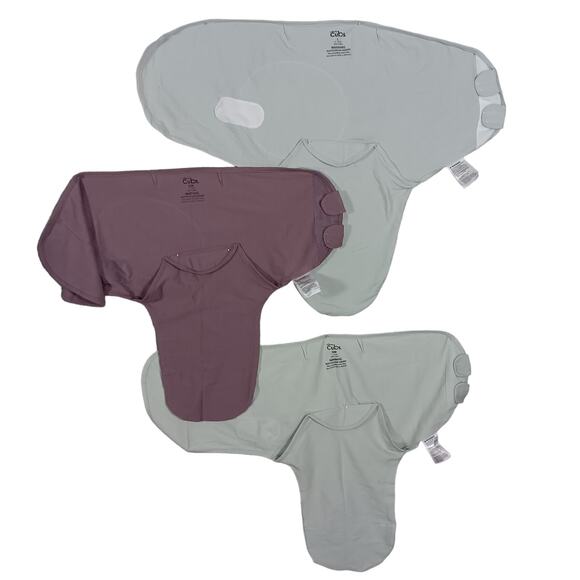 Bundle of 3 Comfy Cubs Swaddles 2 SM 1 L Gray and Mauve - Picture 3 of 10